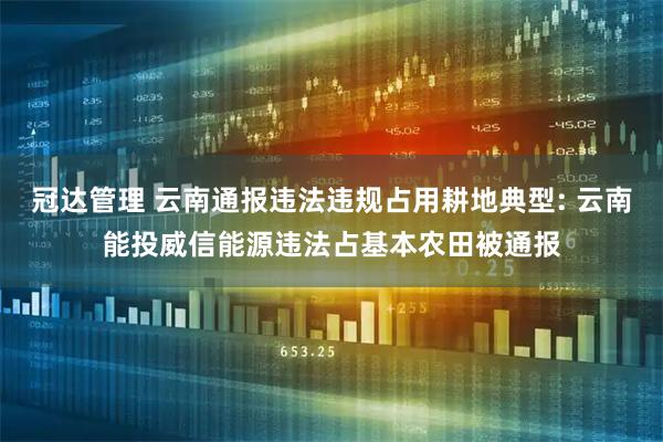 冠达管理 云南通报违法违规占用耕地典型: 云南能投威信能源违法占基本农田被通报